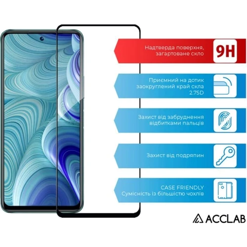 Аксессуар для смартфона ACCLAB Tempered Glass Full Glue Black for Infinix Hot 11s: Тип защитное стекло