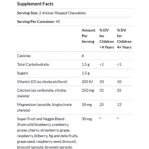 Bluebonnet Nutrition, Super Earth, Rainforest Animalz, Calcium Magnesium & Vitamin D3, Natural Vanilla Frosting Flavor, 90 Animal-Shaped Chewables (196): Форма випуску таблетки жувальні