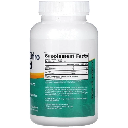 Fairhaven Health Myo + D-Chiro Inositol Мио-инозитол + D-хиро инозитол 120 капсул: Тип Витамин B