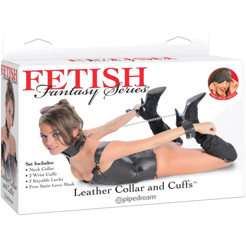 Pipedream Leather Collar and Cuffs ошейник с наручниками