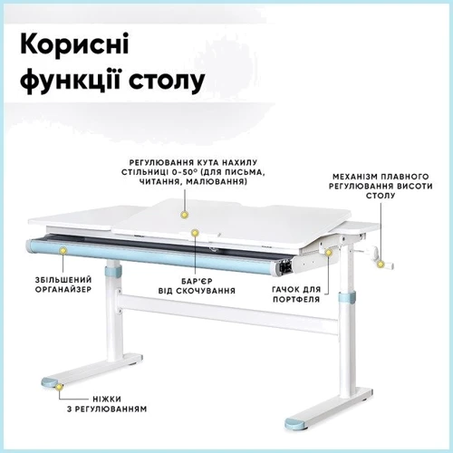 Детский стол Evo-kids TH-360 Lite Blue (TH-360 WG/BL Lite): Тип Парта
