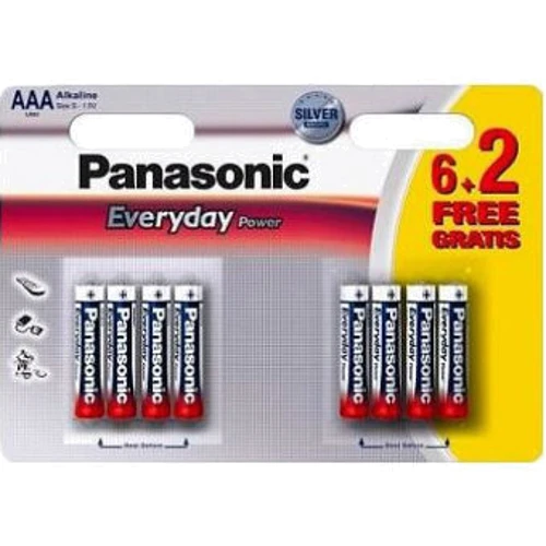 Батарейка Panasonic EVERYDAY POWER AAA BLI 8 (6 + 2) ALKALINE (LR03REE / 8B2F): Тип батарейка ААА