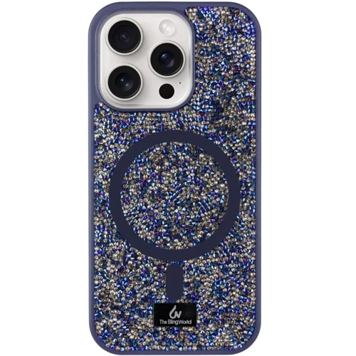 Чехол для iPhone Bling World Rock Diamond with MagSafe Navy Blue for iPhone 15 Pro Max