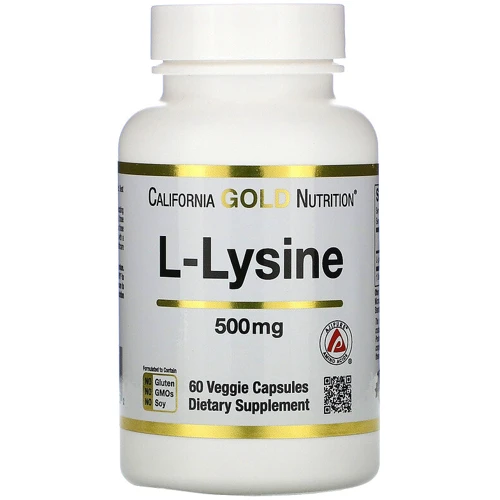 California Gold Nutrition L-Lysine, 500 mg, 60 Veggie Capsules (CGN01132)