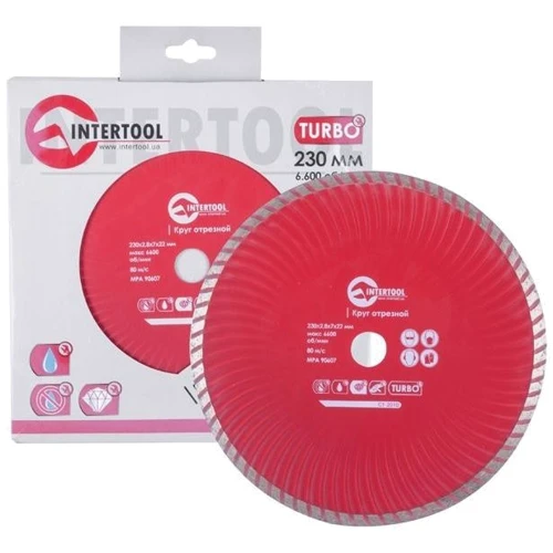 Диск отрезной Intertool Turbo, алмазный 230мм, 22-24%