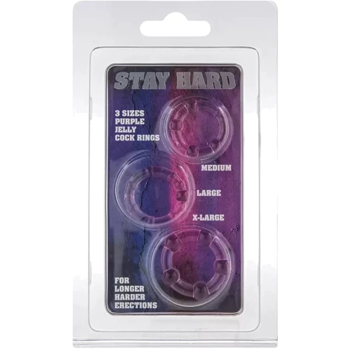 Набор эрекционных колец Toy Joy STAY HARD - Three Rings Purple (3 шт), 3000004692