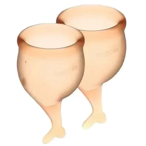 Набір менструальних чаш Satisfyer Feel Secure (orange), 15мл і 20мл, мішечок для зберігання