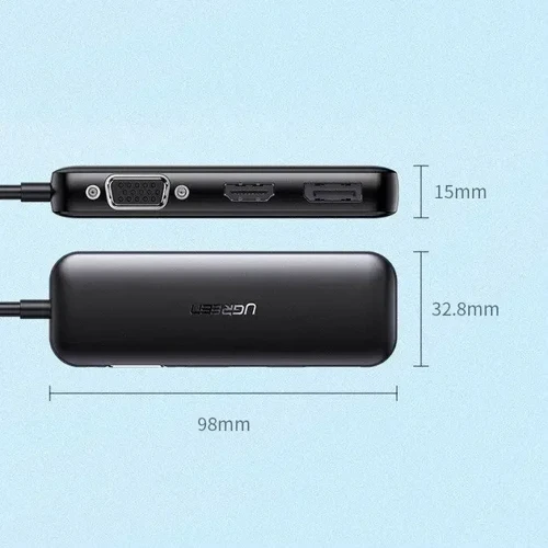 Адаптер Ugreen Adapter CM260 USB-С to VGA+HDMI+DP Black (60568): Интерфейс подключения USB-C