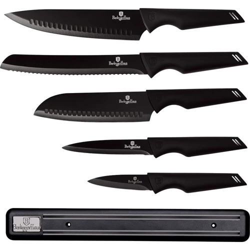 Набор кухонных ножей Berlinger Haus Black Silver Collection с магнитной планкой 6 предметов (BH 2699)
