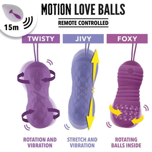 Вагинальные шарики с массажем и вибрацией FeelzToys Motion Love Balls Twisty с пультом ДУ
