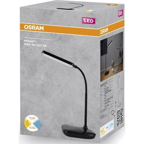 Лампа настільна OSRAM Panan DISK SQ 12W 3000К 4000К 6500К з димером, чорний (4099854363665)