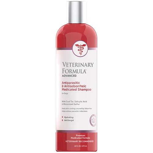 Лечебный шампунь Veterinary Formula Advanced Antiparasitic & Antiseborrheic Shampoo для собак с дегтем, серой, салициловой кислотой 473 мл (53953)