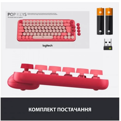 Клавіатура Logitech POP Keys Wireless Mechanical Keyboard UA Rose (920-010737) фото 8