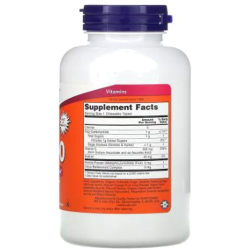 NOW Vitamin C-500 Вітамін С 100 жувальних таблеток смак апельсин: Тип Витамин C