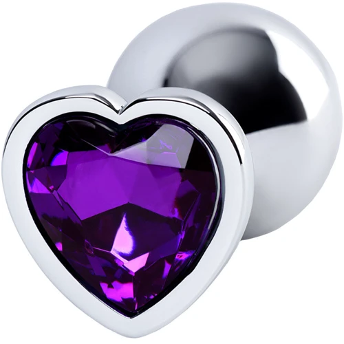 Анальная пробка с кристаллом Metal By Toyfa Silver anal plug Аmethyst