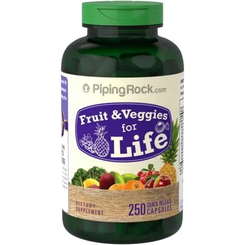 Piping Rock Fruit & Veggies for Life 250 Capsules Фрукти і овочі для життя: Форма випуску капсули