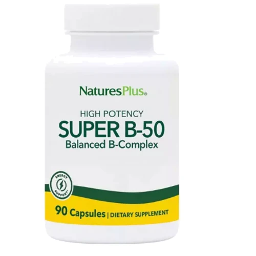Natures Plus Super B-50 Супер В-Комплекс В-50 90 вегетаріанських капсул