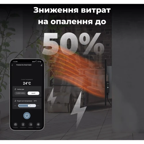 Обогреватель AENO Premium Eco Smart GH4S LED Black (AGH0004S): Габариты 36.5х100x1.1 см