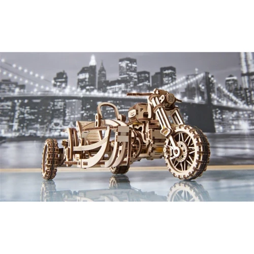 Механічний 3D пазл Ugears Мотоцикл Scramber з коляскою (6336921) фото 27