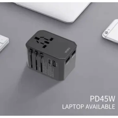 Зарядний пристрій WIWU Wall Charger USB-C+3xUSB 45W UA-304 Travel Universal Adapter 4in1 EU+UK+USA+AUS Plug Black: Особливості Быстрая зарядка, USB-C