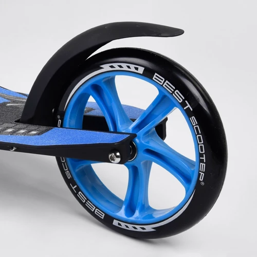 Самокат двухколесный Best Scooter с PU колесами, амортизатором, широким рулем, зажимом для руля Black/Blue (74314): Максимальная допустимая нагрузка, кг 100
