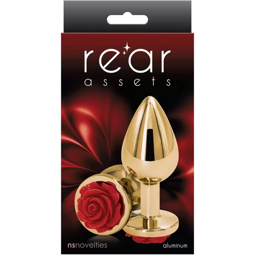 Анальная пробка Ns Novelties - Rose Buttplug M (золотистая с красным)