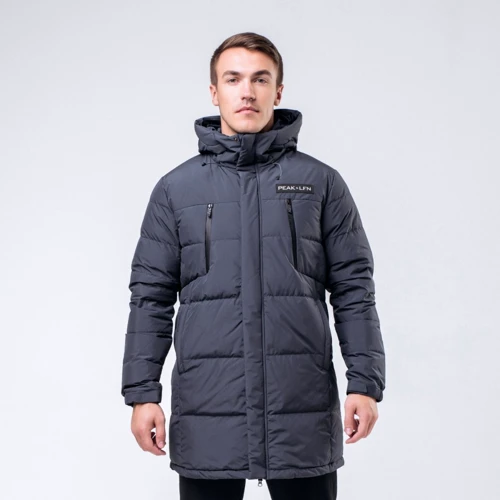 Пуховик Peak FW594171-DKG 52 сірий зима з капюшоном