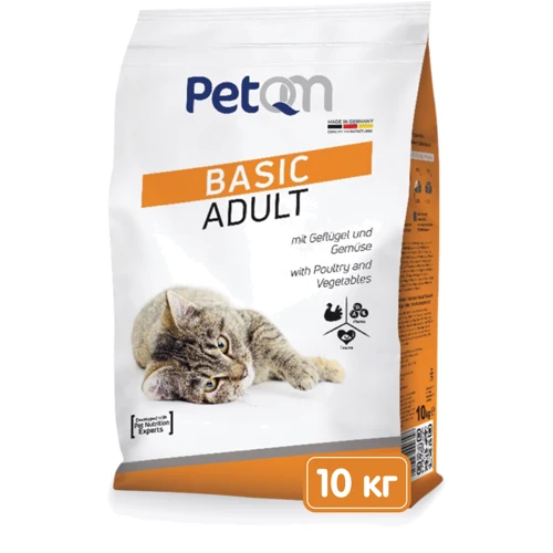 Сухой корм для кошек PetQM Cats Basic Adult with Poultry & Vegetables с птицей и овощами 10 кг (701505)