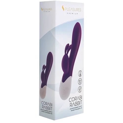 Вибратор-кролик S Pleasures Premium Corabi Rabbit (16 режимов, нагрев) фиолетовый