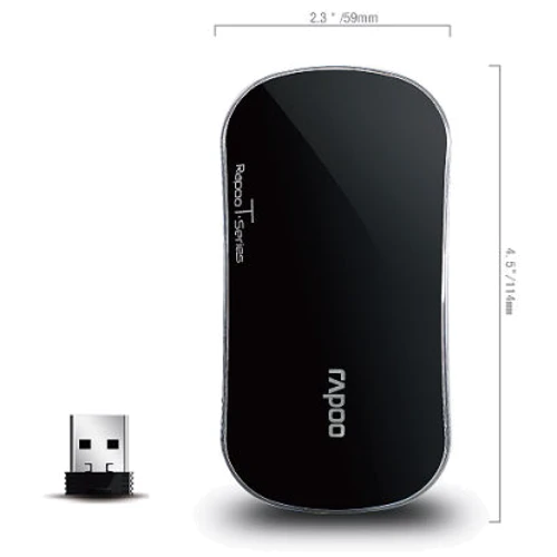 Мишка RAPOO T6 wireless сенсортная оптична, чорна: Ергономіка для правої і лівої руки