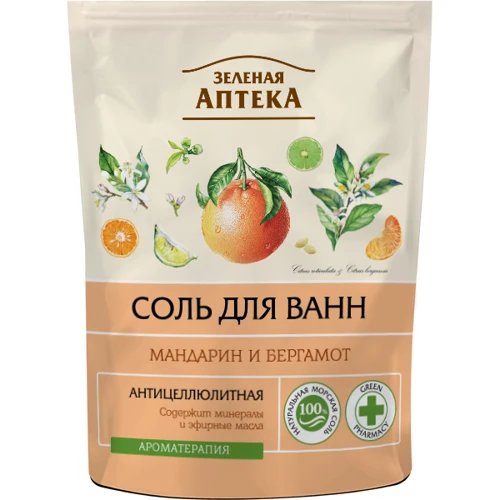 Зелена Аптека Сіль для ванн мандарин та бергамот дой-пак 500 g
