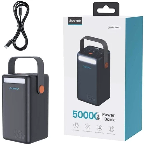 Внешний аккумулятор Choetech Power Bank 50000mAh PD 65W Black (B664-CCBE)