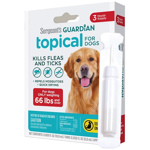 Краплі від бліх, кліщів, комарів для собак Sergeant's Guardian Dogs від 30 кг 3х6 мл (58427). Ціна за 1 піпетку. Продаж упаковкой/3піпетки