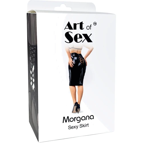 Сексуальная виниловая юбка Art of Sex - Morgana с вырезом и шнуровкой, красный, S