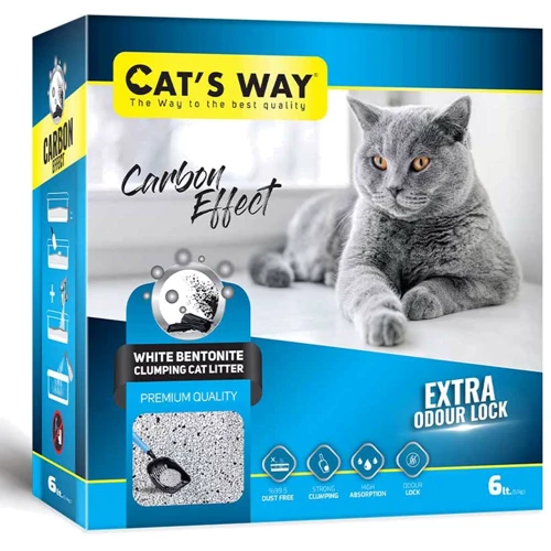 Наповнювач для котячого туалету Cats Way з активованим вугіллям + чорні гранули, 6 л (6л Синій_BOX)