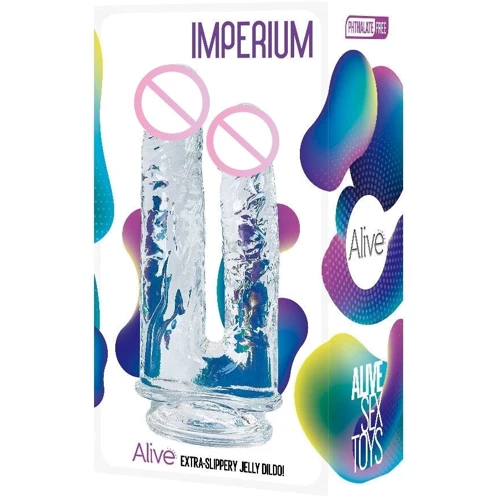 Прозрачный фаллоимитатор Alive Imperium Jelly Dildo для двойного проникновения