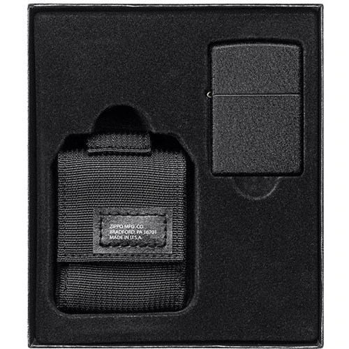Зажигалка Zippo Blk Crackle Ltr Tactical Pouch Black GS (49402)