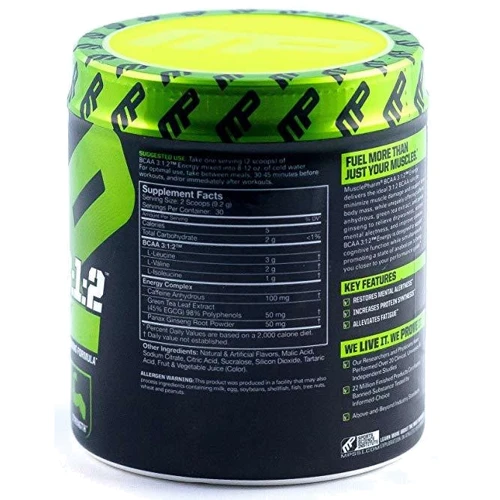Аминокислота для спорта Muscle Pharm BCAA 3:1:2 Energy 276 g /30 servings/ Watermelon: Вкус Арбуз