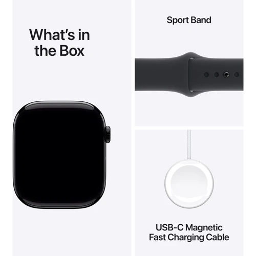 Apple Watch Series 10 46mm GPS + Cellular Jet Black Aluminium Case with Black Sport Band - M/L (MWY43)