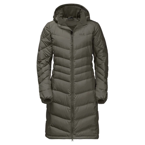 Пуховик Jack Wolfskin Selenium Coat 1202081-5066 44 оливковий зимовий з капюшоном довгий