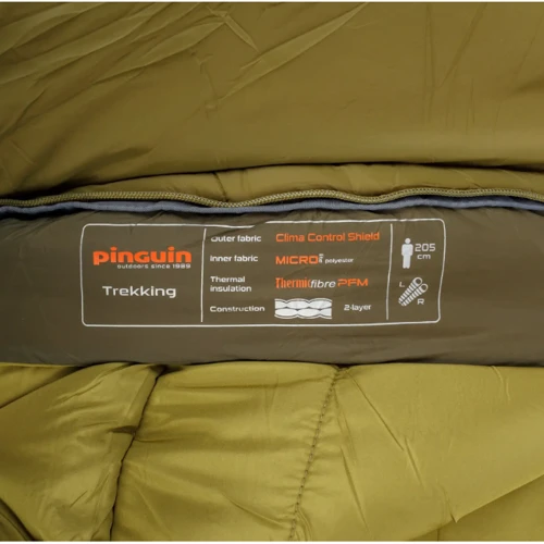 Спальний мішок Pinguin Trekking (1/-5°C) 190 см - Right Zip Khaki (PNG 238440) 2020: Наповнювач синтетический материал (ThermicFibre 2х150г/м2)