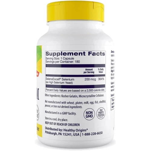 Healthy Origins Natural Selenium 200 mg Селен 180 капсул: Тип Селен
