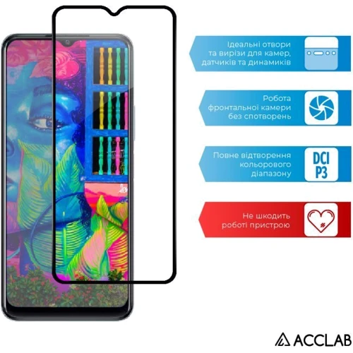 Аксессуар для смартфона ACCLAB Tempered Glass Full Glue Black for VIVO Y21S: Тип защитное стекло