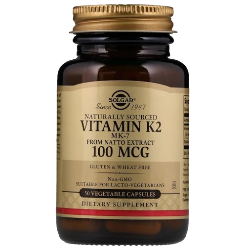 Solgar Natural Vitamin K2, 100 mcg, 50 Veggie Caps