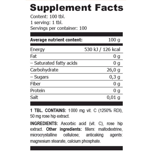 Extrifit VITA C 1000 Time Release 100 tabs: Форма выпуска Таблетки