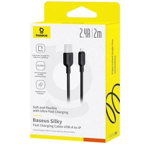 Кабель Baseus USB Cable to Lightning Silky Series 2.4A 2m Black (P10377702113-01) фото 4
