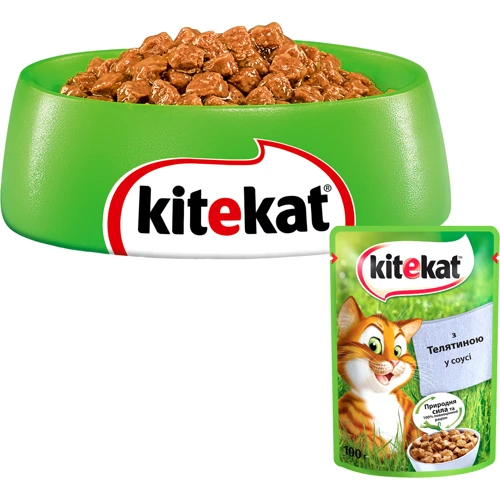 Влажный корм Kitekat Natural Vitality для кошек с телятиной в соусе 24х100г : Тип паучи