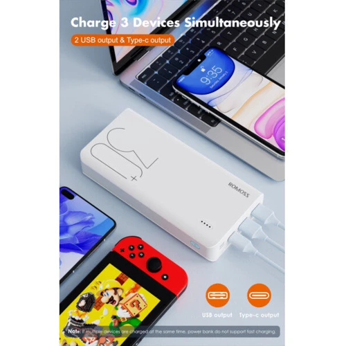 Внешний аккумулятор Romoss Power Bank 30000mah Sense8+ White (PHP30-401-02): Особенности быстрая зарядка, Индикатор заряда