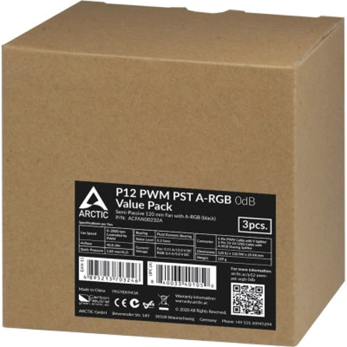 Кулер Arctic P12 PWM PST A-RGB 0dB 3-Fan Pack Black (ACFAN00232A): Назначение для корпуса