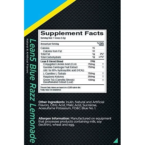 Жиросжигатель Rule 1 Lean5 336 g /60 servings/ Blue Razz Lemonade: Вкус Лимонад